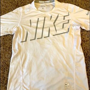 Boys white Nike pro fitted athletic shirt large!